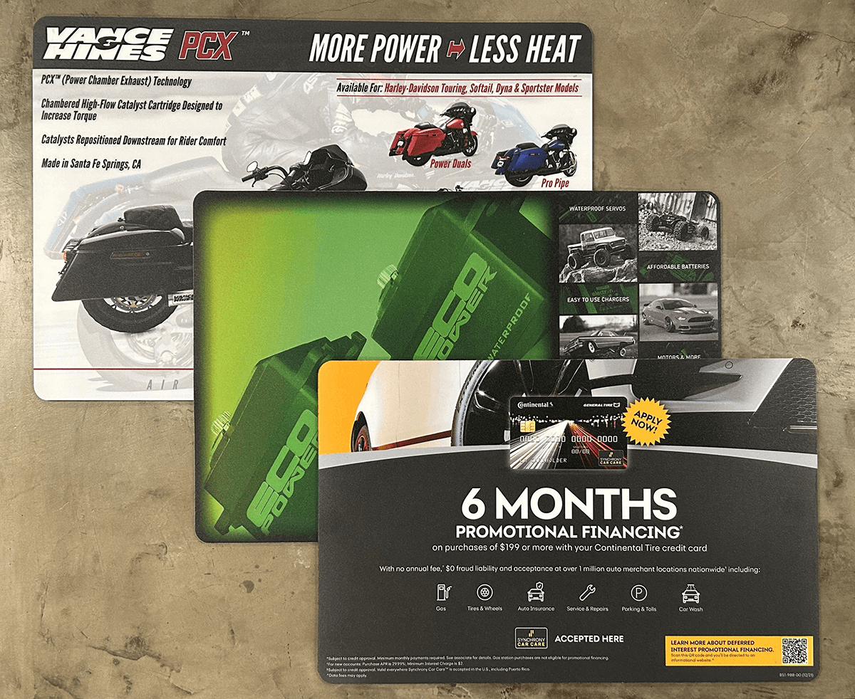 Custom counter mats for dealership showrooms and service counters