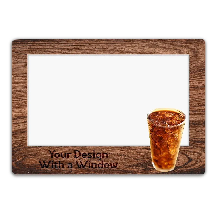 A rectangular wooden frame with the text 