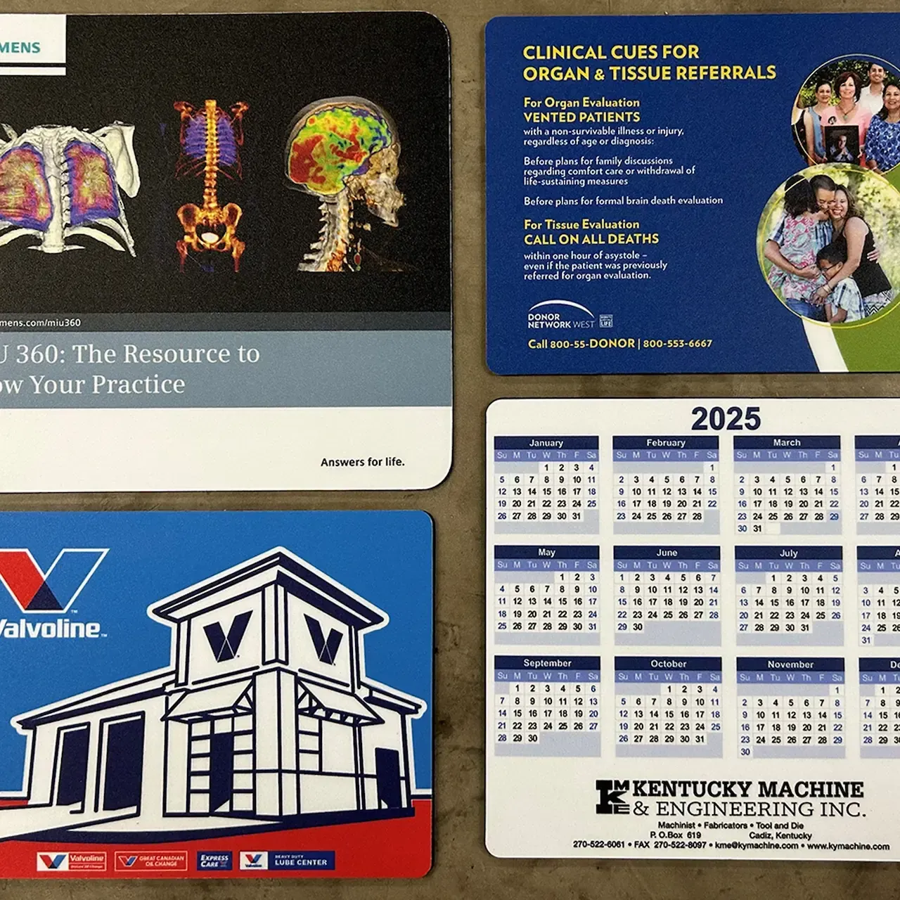 Custom retail counter mats and advertising mats for point of sale with durable rubber backing and full-color printing