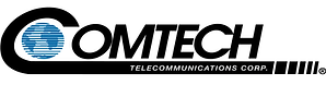 The logo for Comtech Telecommunications Corp., featuring bold black text with a blue globe icon replacing the letter C.