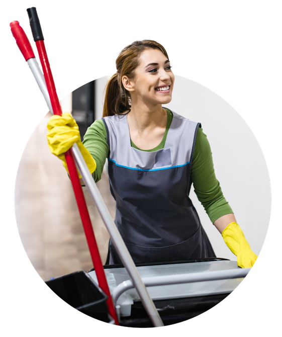 young janitorial professional