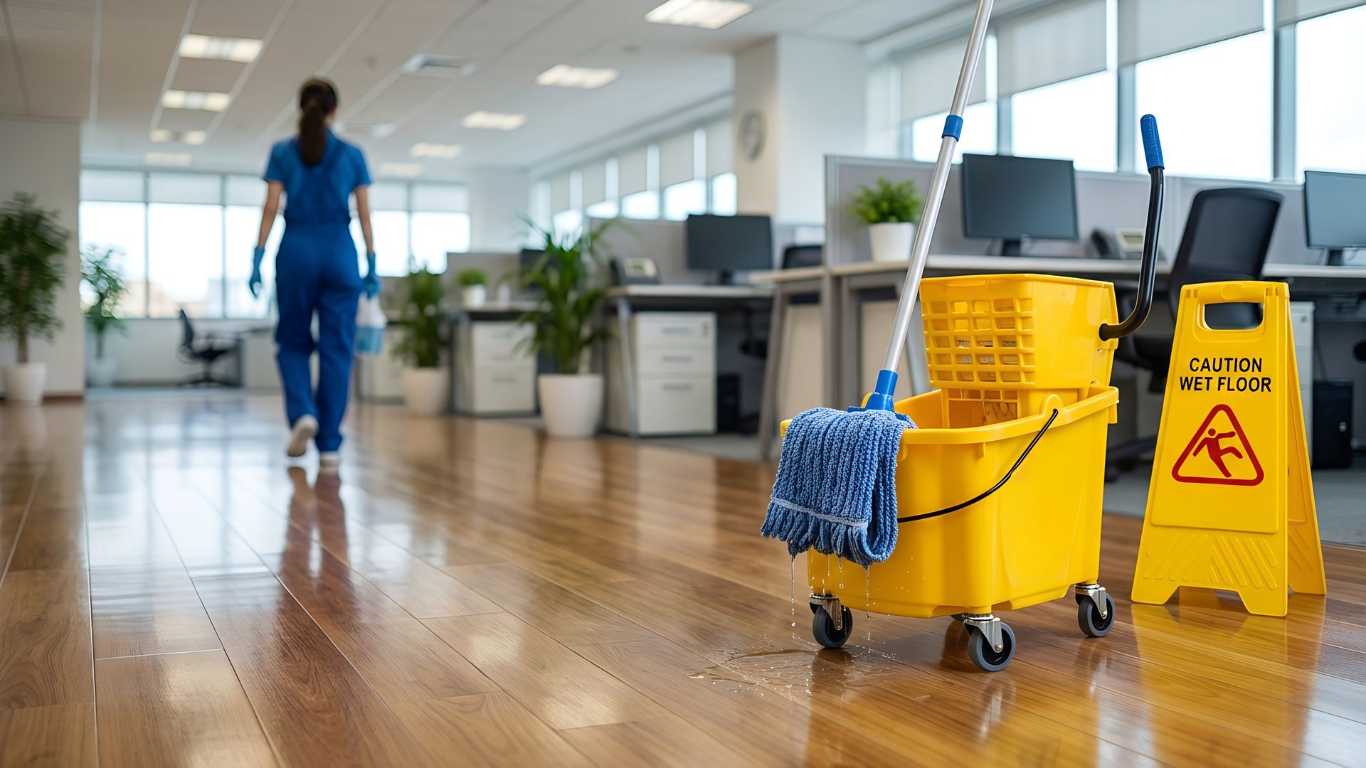 woman mopping floor