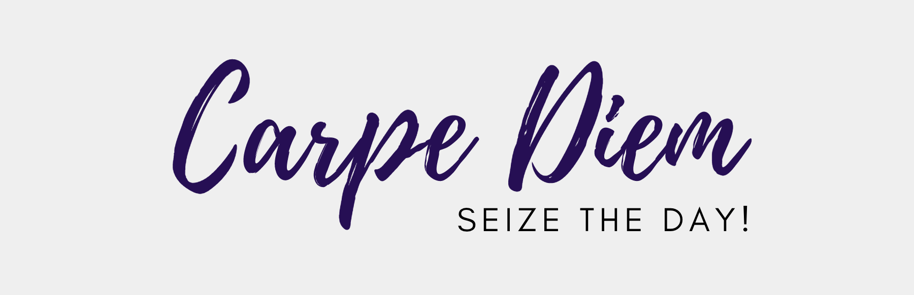 Carpe diem seize the day is written in purple on a white background.