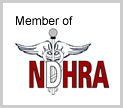 A member of ndhra logo with a caduceus and wings.