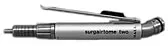 A close up of an air drill on a white background.