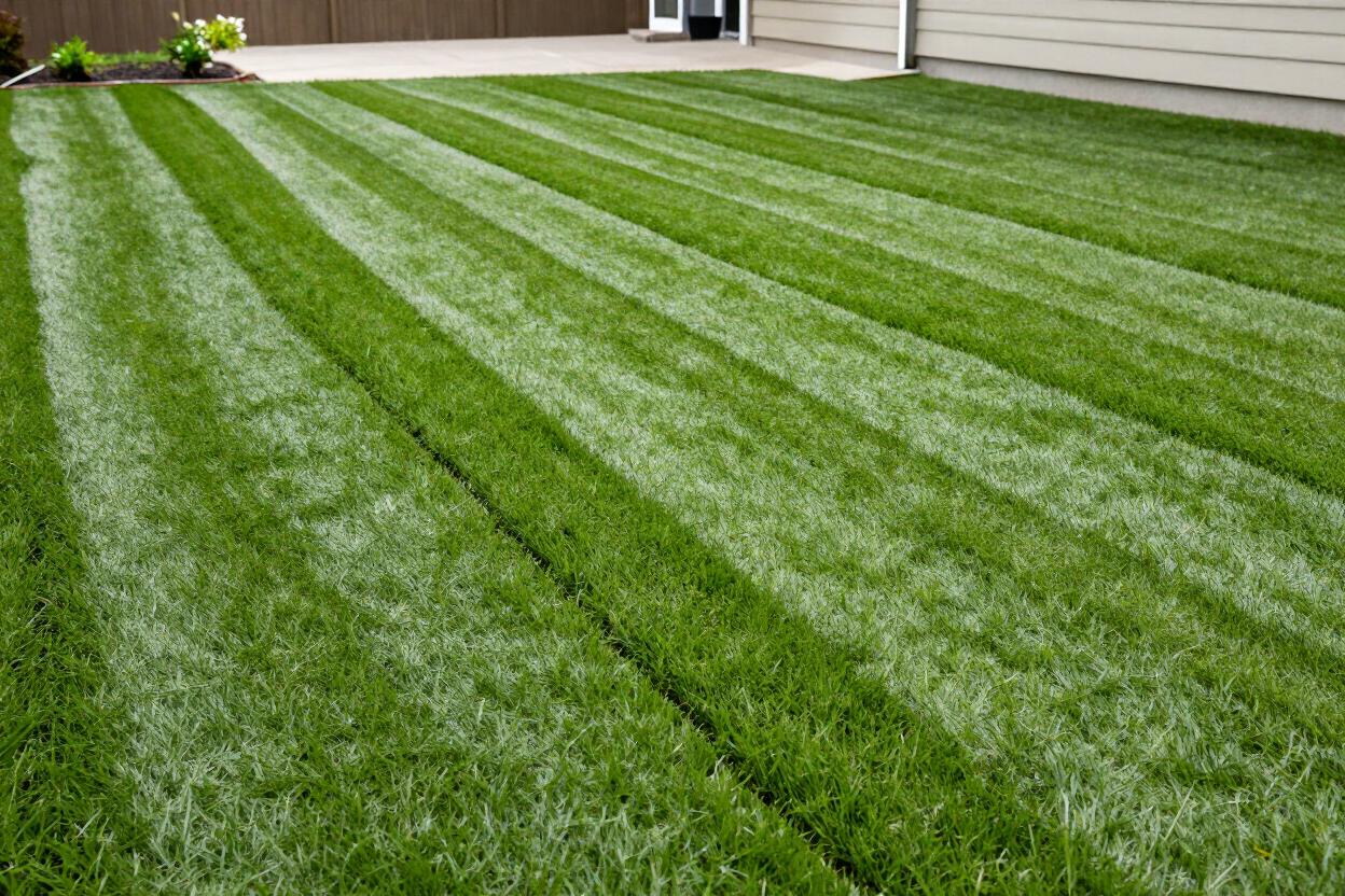 Freshly installed sod in a residential yard