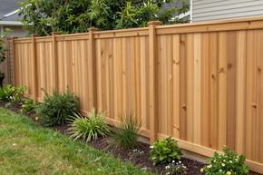 Finished wood privacy fence