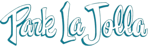 A hand drawn logo for park la jolla on a white background.