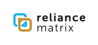 Reliance Matrix logo with overlapping blue and gold squares and black text