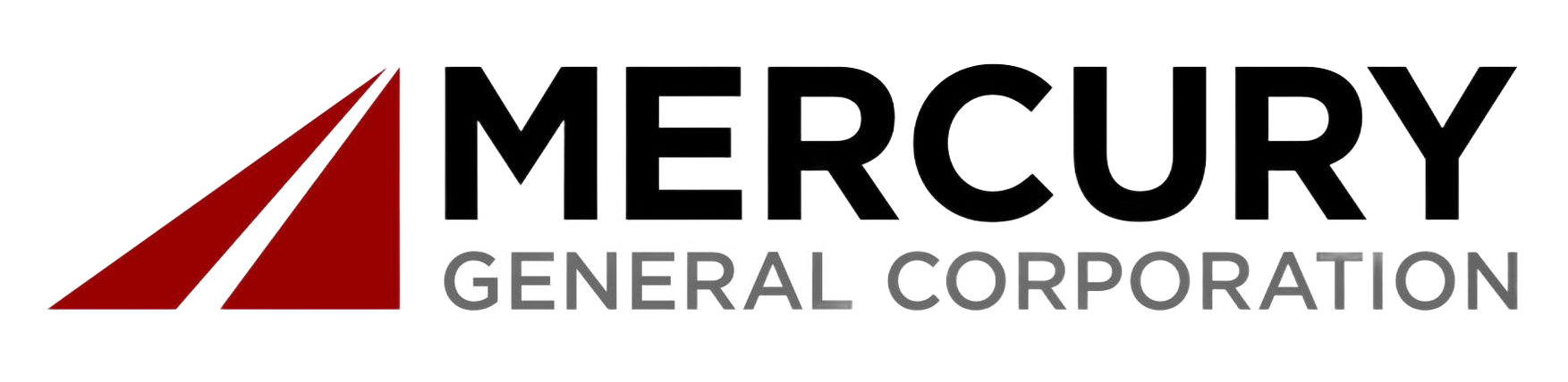 Mercury General Corporation logo with red triangular mark and black text on white background