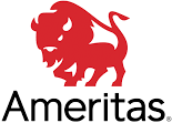 Red buffalo logo above the word