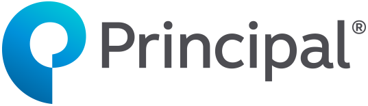 Principal logo: A stylized blue