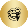 Dental implant illustration; open mouth, showing teeth and a single implant.