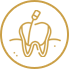 Tooth with root canal treatment icon.