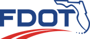 A blue and red logo for the Florida department of transportation 28.4845° N, 81.2519° W