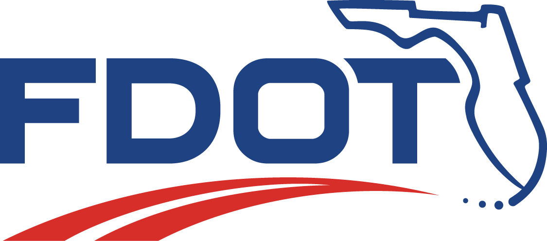  A blue and red logo for the Florida department of transportation 28.4845° N, 81.2519° W