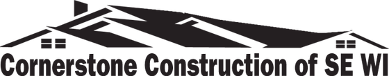 Cornerstone Construction of SE WI logo with stylized black roof icon and bold text
