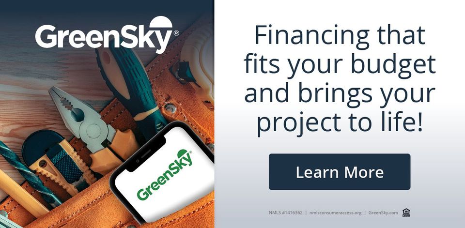 An advertisement for greensky financing that fits your budget and brings your project to life