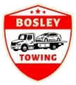 Bosley Towing logo: red shield with a tow truck hauling a car. Text reads &ldquo;BOSLEY TOWING.&rdquo;