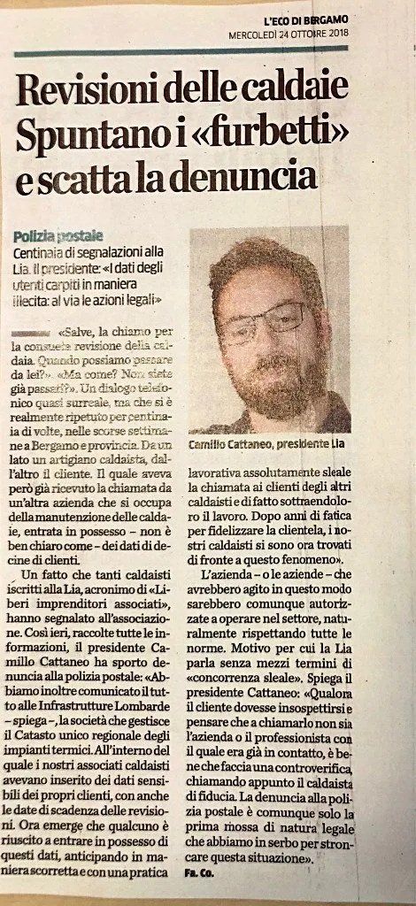 Articolo sulle revisioni illecite di caldaie