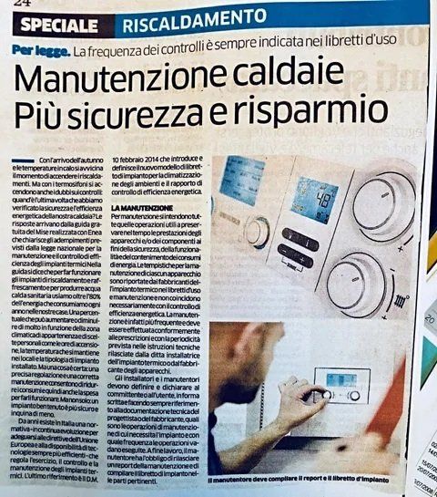 Articolo sulla manutenzione delle caldaie