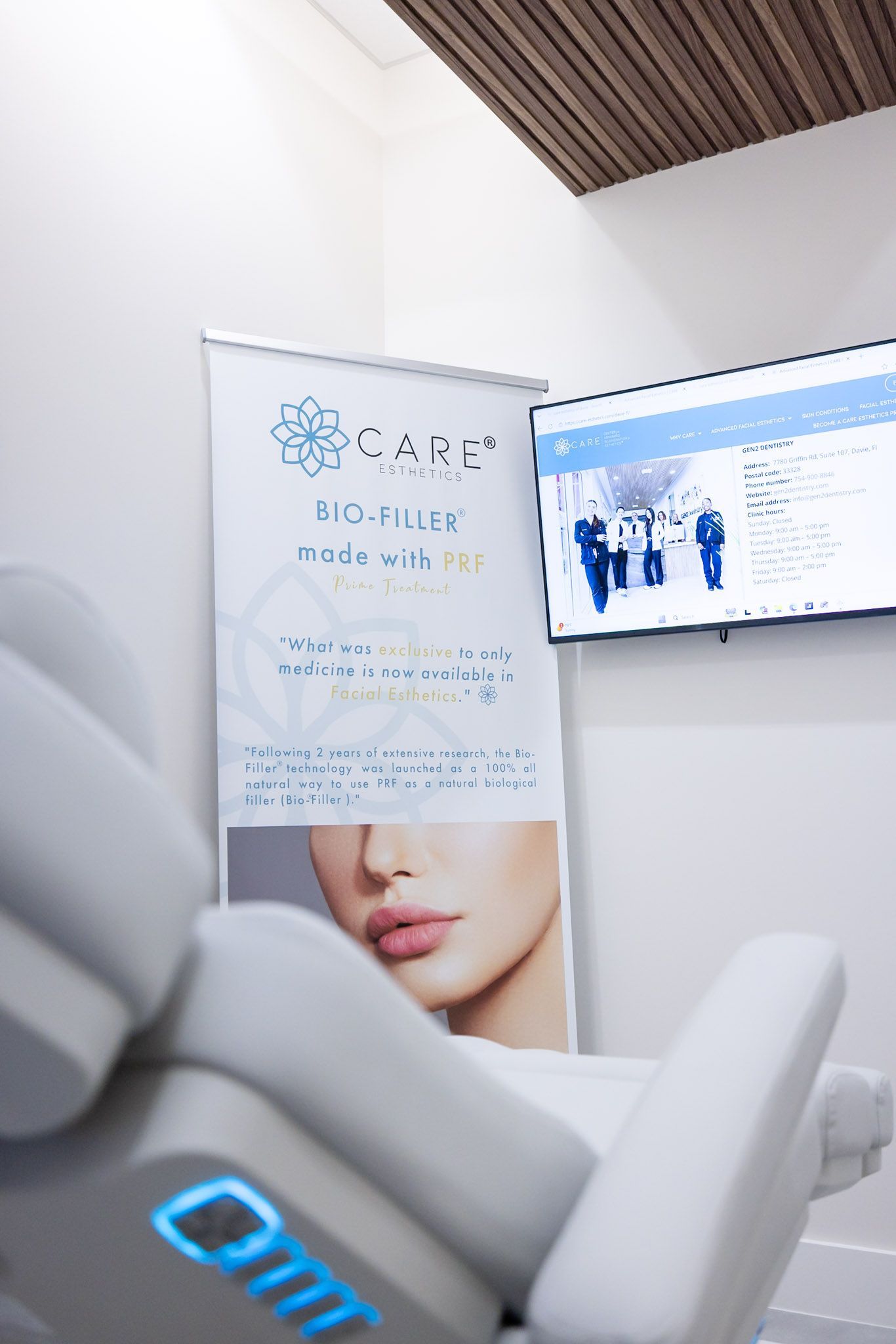 CARE Esthetics suite with a Bio-Filler made with PRF banner in Davie, FL