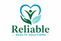 Reliable Health Solutions logo with green and teal heart-shaped leaf design and stylized person icon