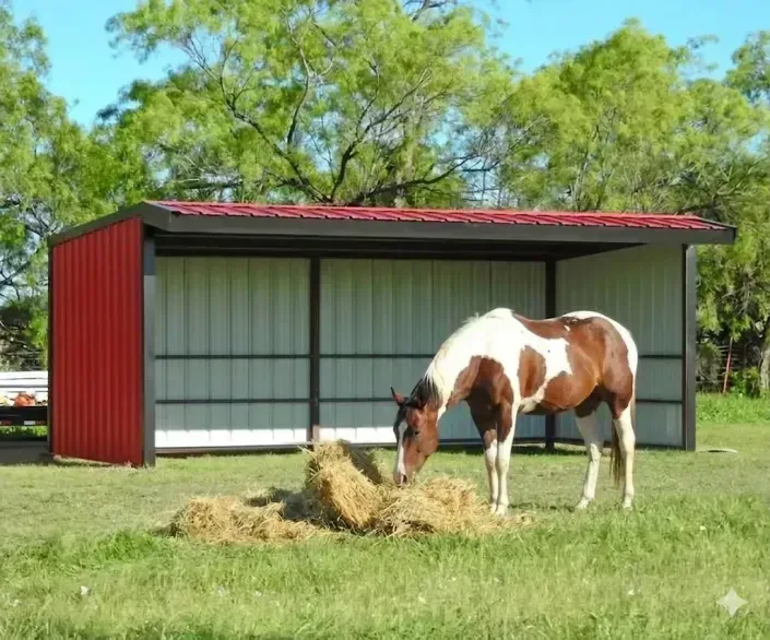 red metal livestock barn