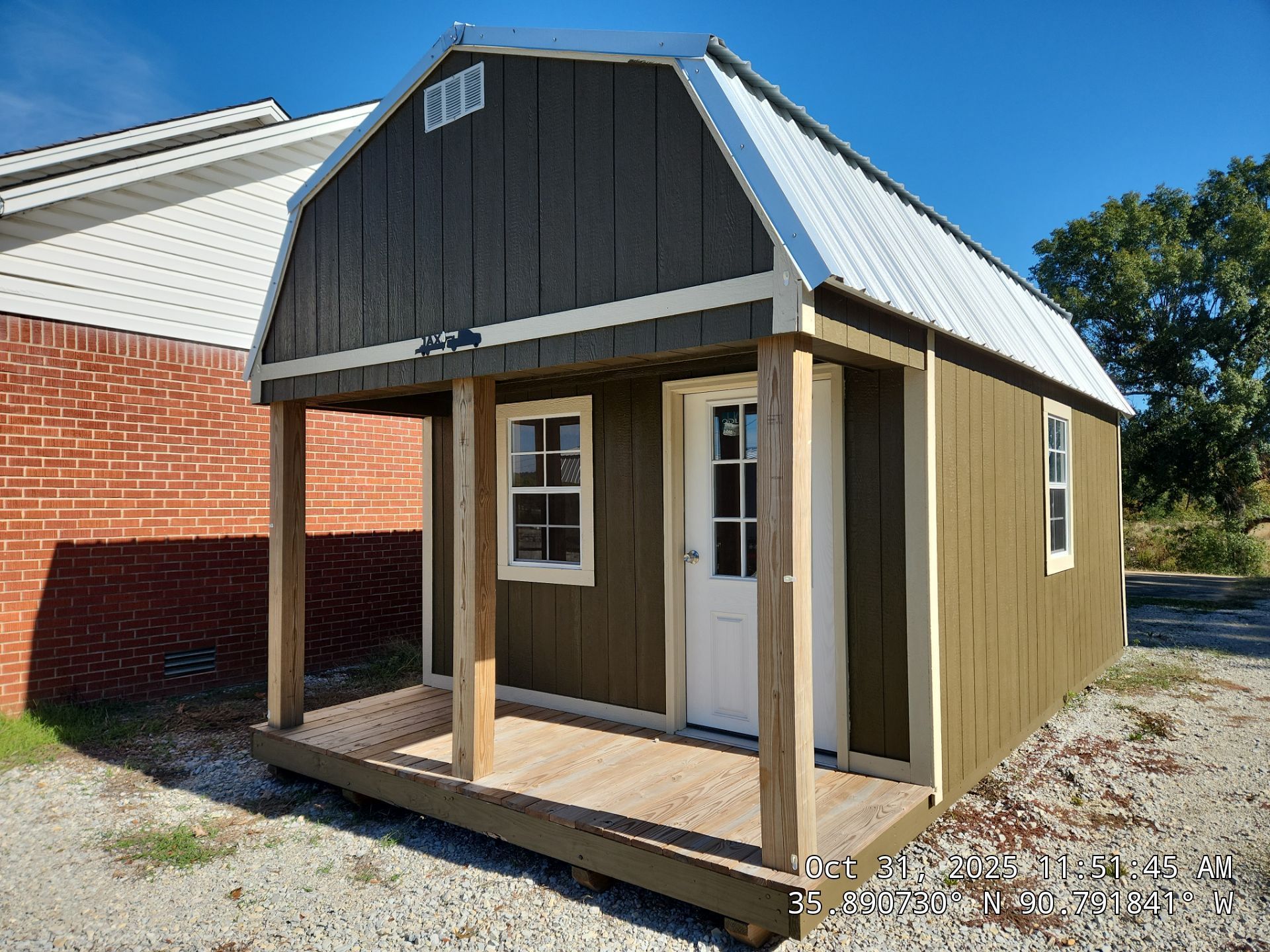 lofted cabin with front porch