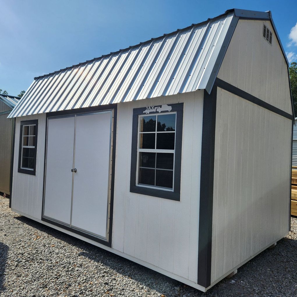custom lofted metal shed