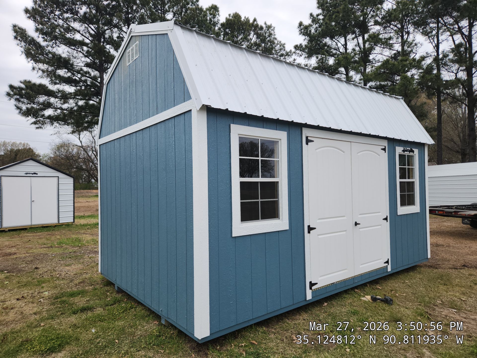 blue side lofted barn