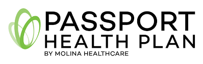 Passport Health Plan logo. Black text with the company name and 