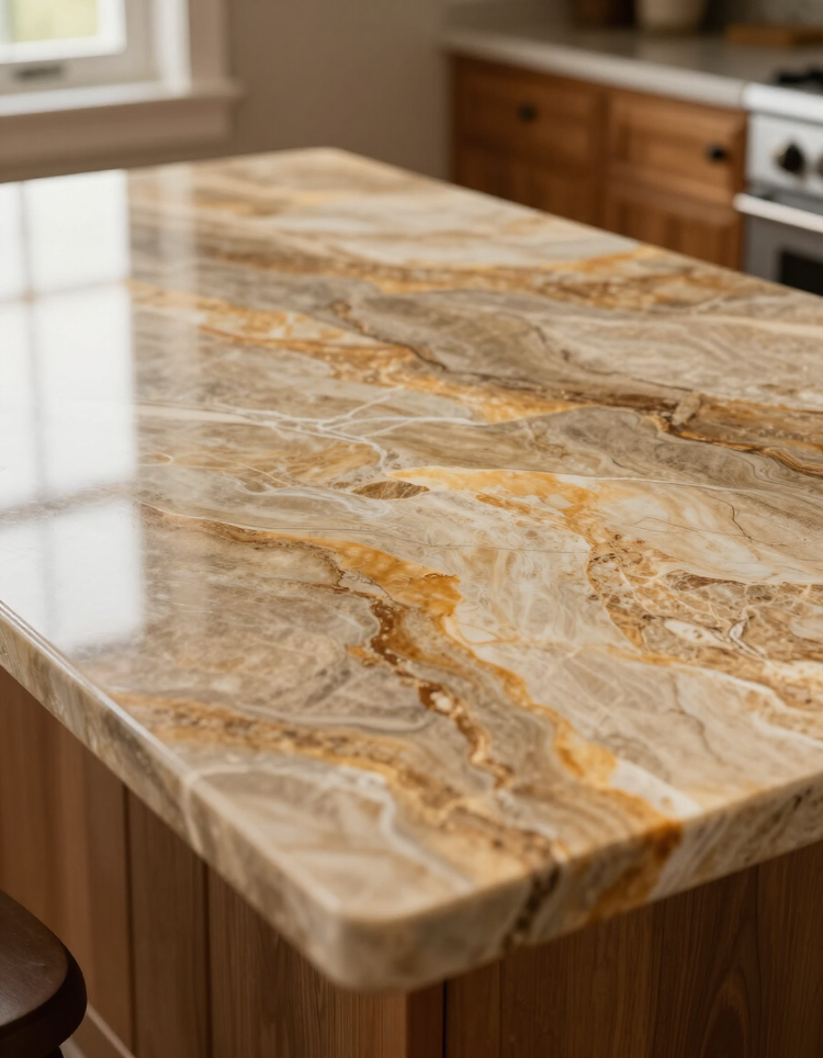 Custom epoxy countertop surface with stone-look finish installed by EpoxStone LLC in Claremore, Oklahoma