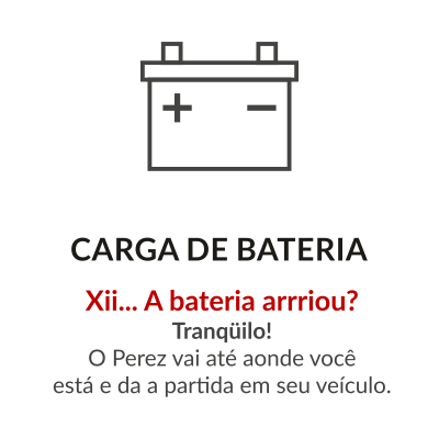 Ícone de bateria de carro com o texto:
