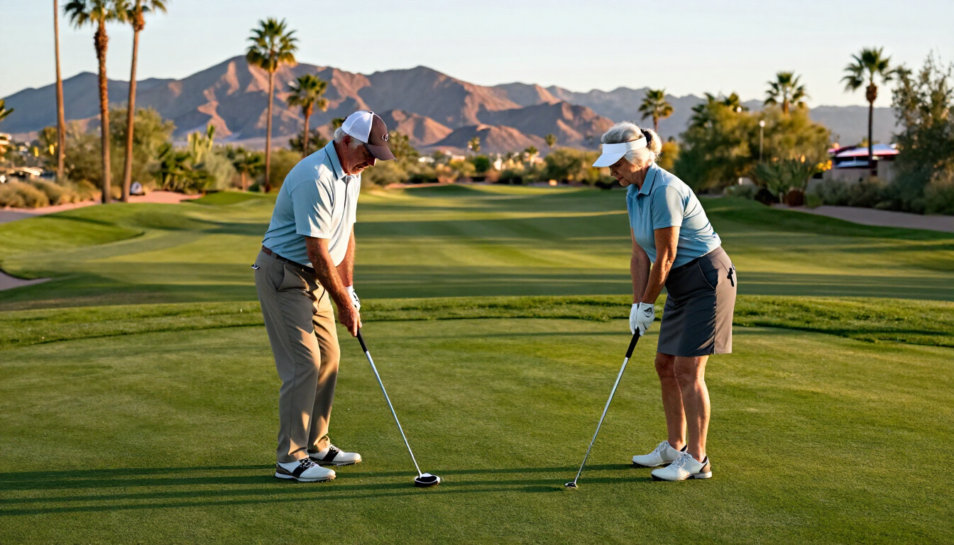 Golfing in Phoenix, AZ on a sunny desert course