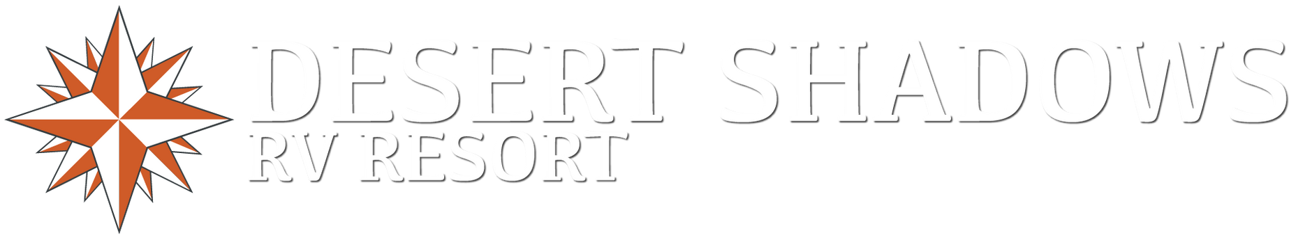 Desert Shadows Resort logo with orange sunburst and gray text on white background