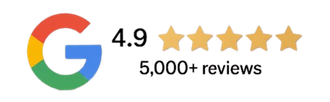 Google logo with 4.9-star rating and “5,000+ reviews” text