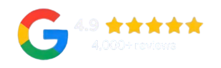 Google logo with 4.9-star rating and 4,000+ reviews