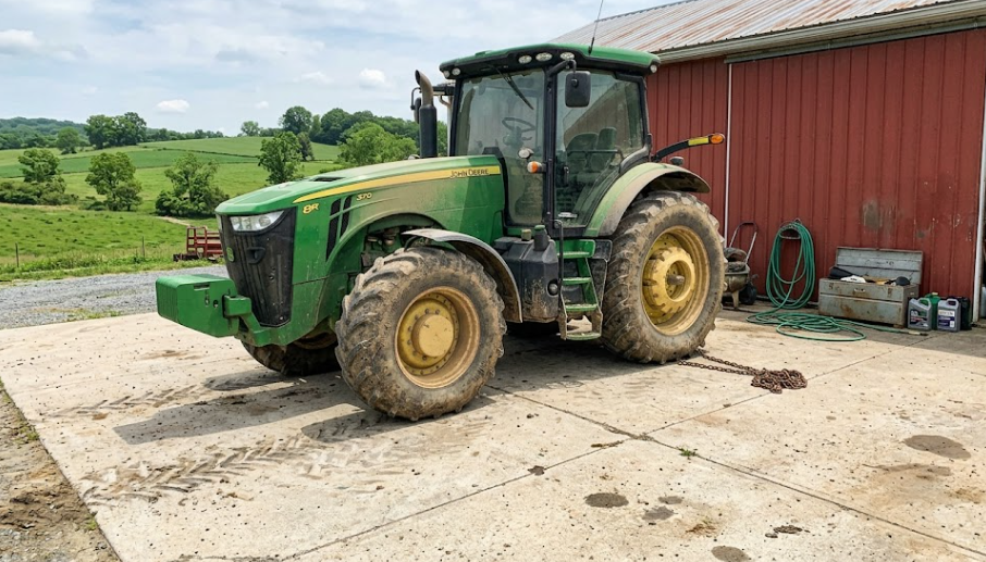 Heavy equipment concrete pad designed by agricultural concrete contractors in Frederick Maryland.