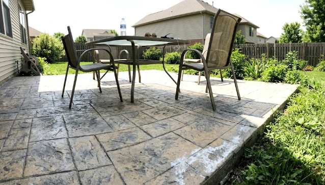 Beautiful stamped concrete patio installed in a Middletown MD backyard