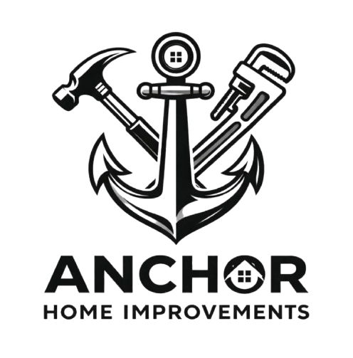 Anchor Home Improvements logo with black anchor and crossed hammer, wrench, and paint roller tools.