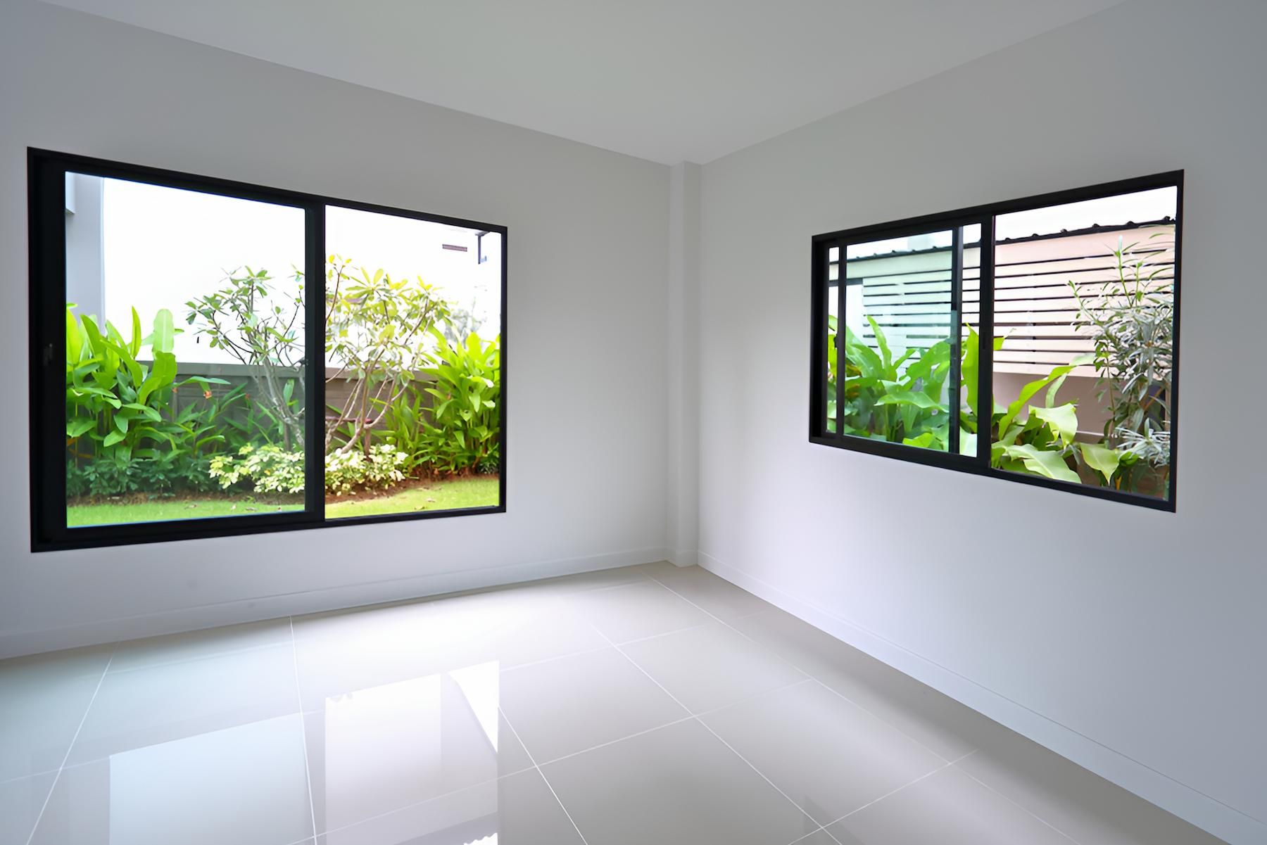 An Empty Room With Two Windows and a Garden in the Background — MJ Render in Buderim, QLD