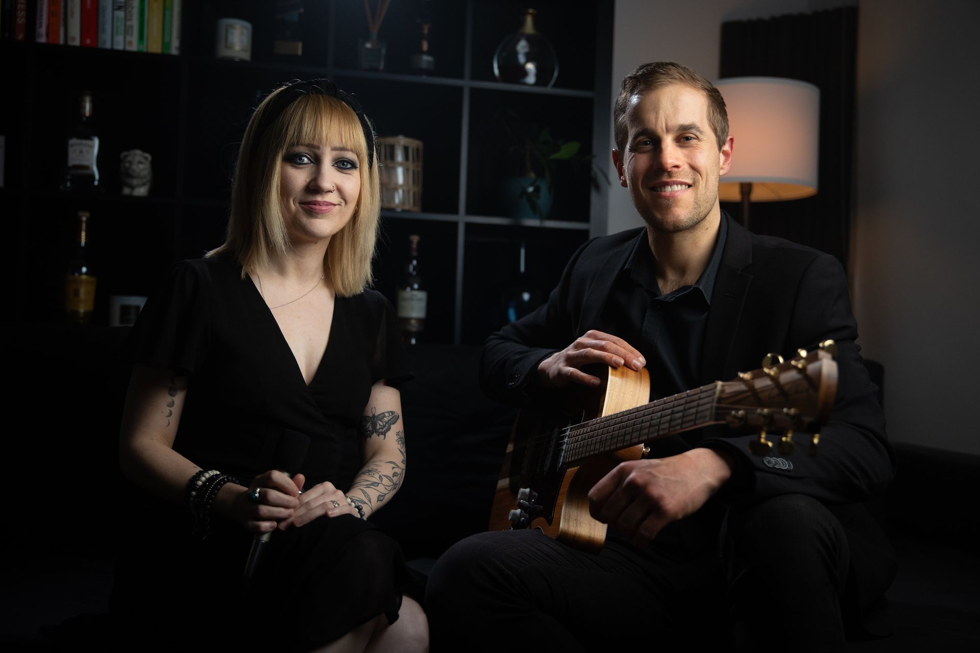 Acoustic duo performing at intimate Melbourne backyard celebration