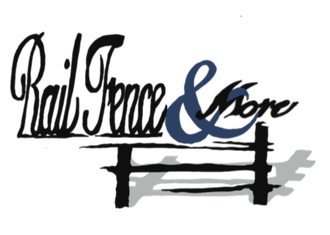 Logo for Rail Fence & More: Text with cursive 