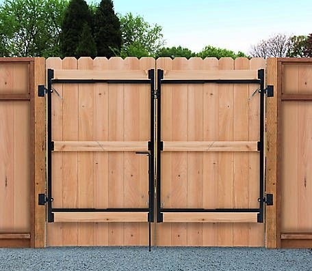 wood privacy fence with double gate in peoria il