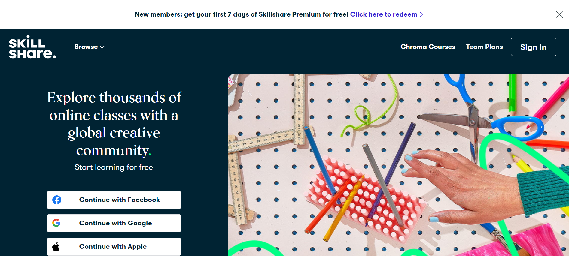 Skillshare home page