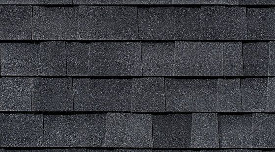 A close up of a black roof tile.