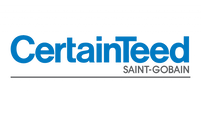 The logo for certainteed saint gobain is blue and white.