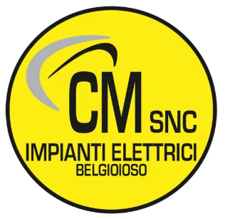 CM SNC logo on yellow oval, reading “Impianti Elettrici Belgioioso”