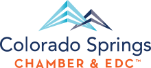 Colorado Springs Chamber & EDC logo with blue mountain icon and blue-orange text